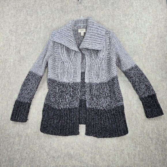 Ann Taylor Loft Sweaters - LOFT Gray and Black Colorblock Cardigan